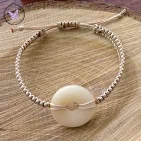 Aragonite Donut Macrame Bracelet